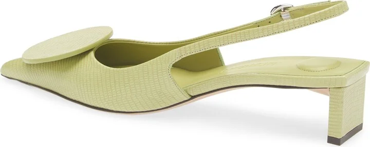 Les Duelo Mismatched Lizard Embossed Kitten Heel Slingback Pump - Image 2
