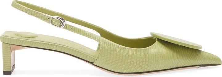 Les Duelo Mismatched Lizard Embossed Kitten Heel Slingback Pump - Image 3