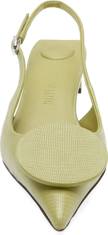 Les Duelo Mismatched Lizard Embossed Kitten Heel Slingback Pump - Image 4