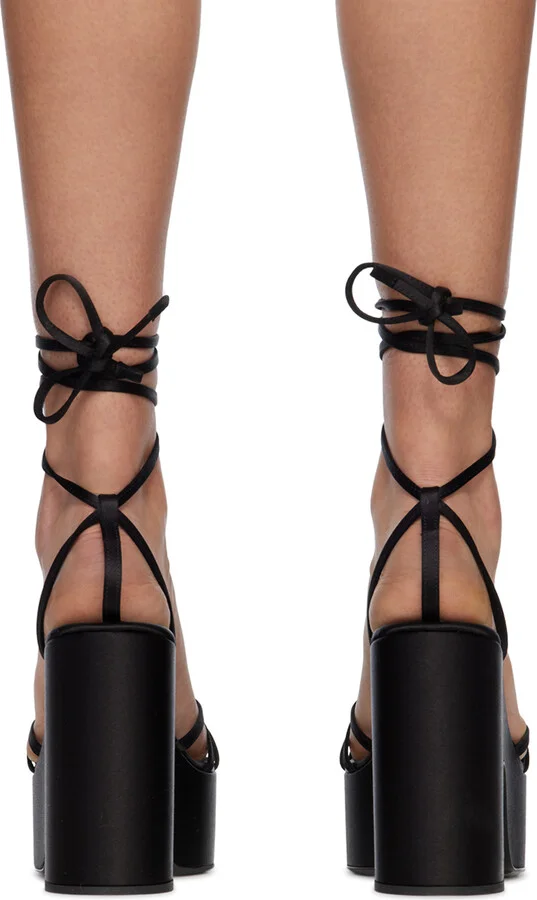 Les Petits Joueurs Black Bianca Heart Platform Sandals - Image 2