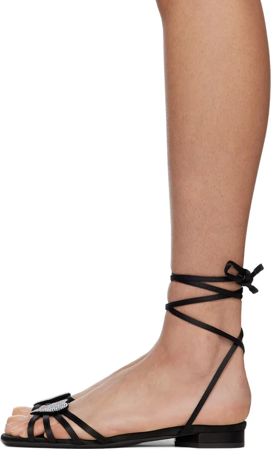 Les Petits Joueurs Black Kaia Flat Sandals - Image 3