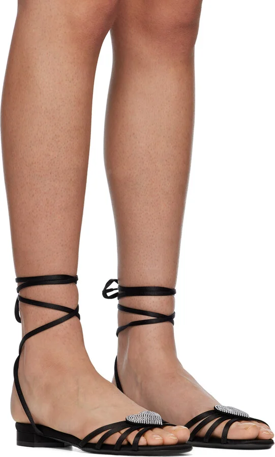 Les Petits Joueurs Black Kaia Flat Sandals - Image 4