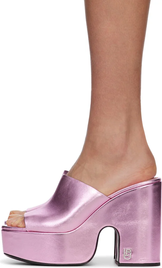 Les Petits Joueurs Pink Bianca Platform Sandals - Image 3