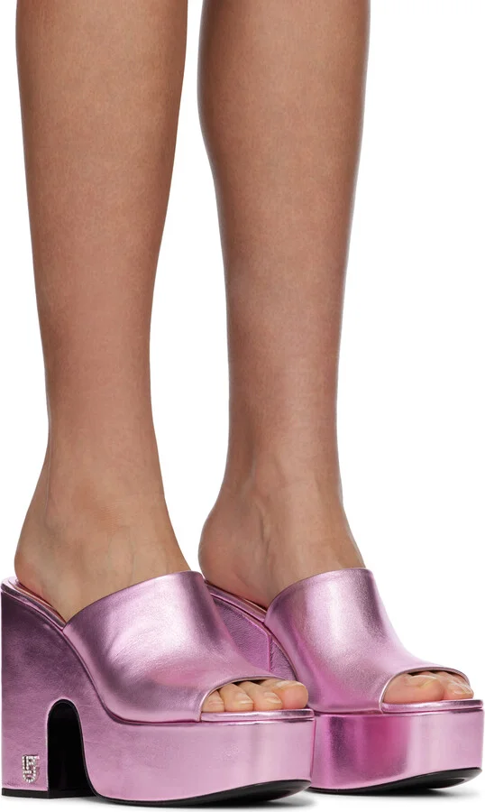 Les Petits Joueurs Pink Bianca Platform Sandals - Image 4