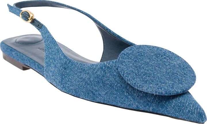 'les Slingback Duele Plates' Blue Flat Sandals With Geometric Shapes In Denim Woman - Image 2
