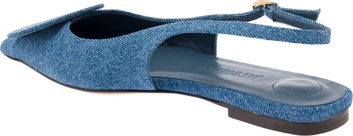 'les Slingback Duele Plates' Blue Flat Sandals With Geometric Shapes In Denim Woman - Image 3