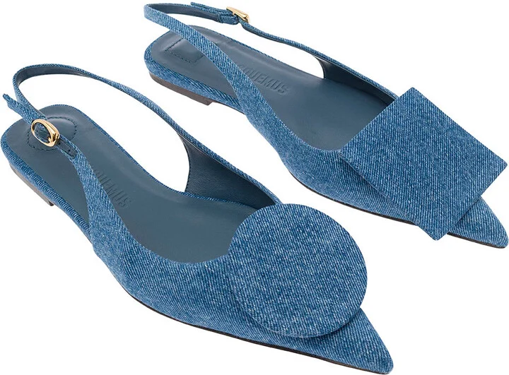 'les Slingback Duele Plates' Blue Flat Sandals With Geometric Shapes In Denim Woman - Image 4