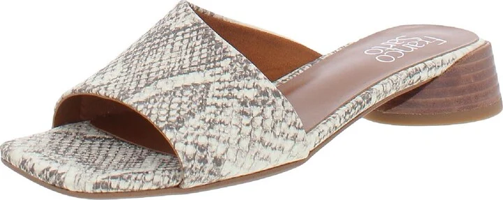 Leslie Womens Square Toe Stacked Heel Slide Sandals