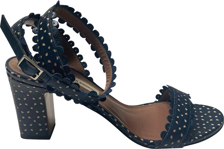 Leticia Perforated Sandals in Blue Calfskin Leather