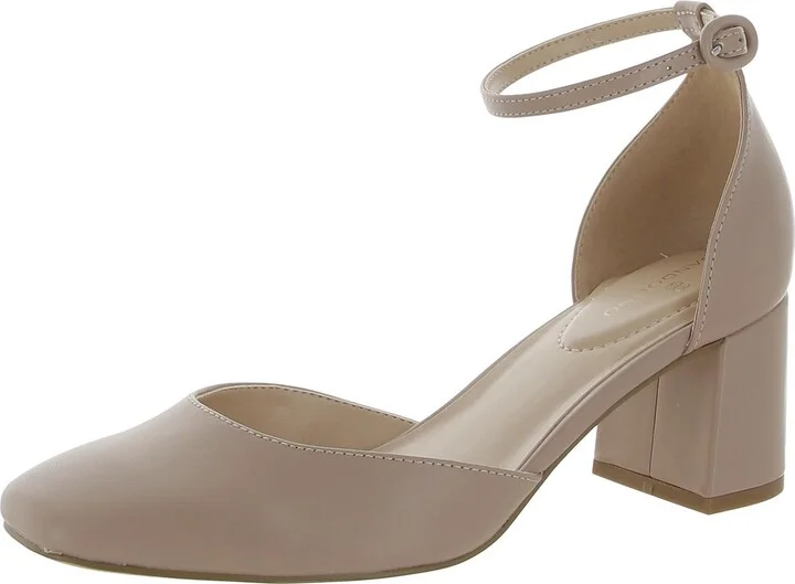 Letsadd 3 Womens Faux Leather Ankle Strap Block Heels