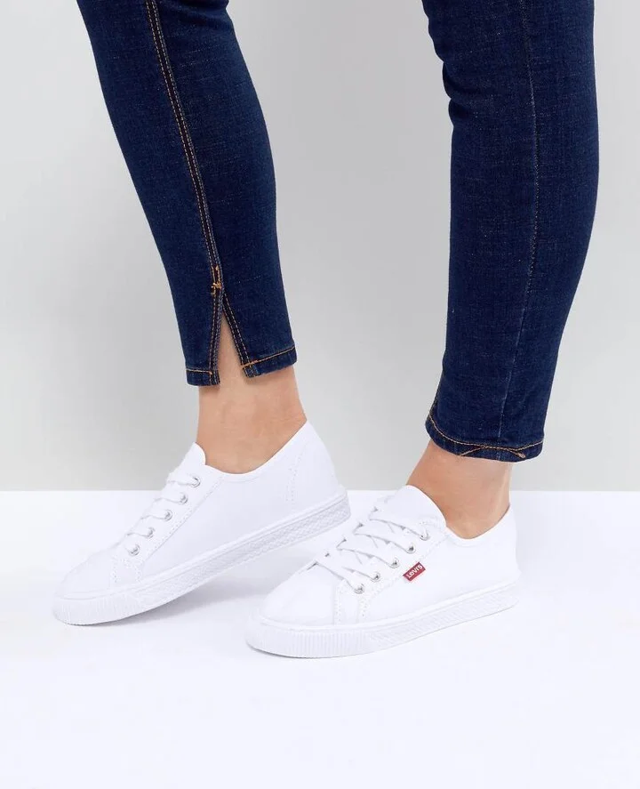 Levi's canvas shoe with red tab in white