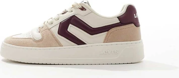 Levi's Glide L chunky sneakers with patch logo in beige and red - Image 2