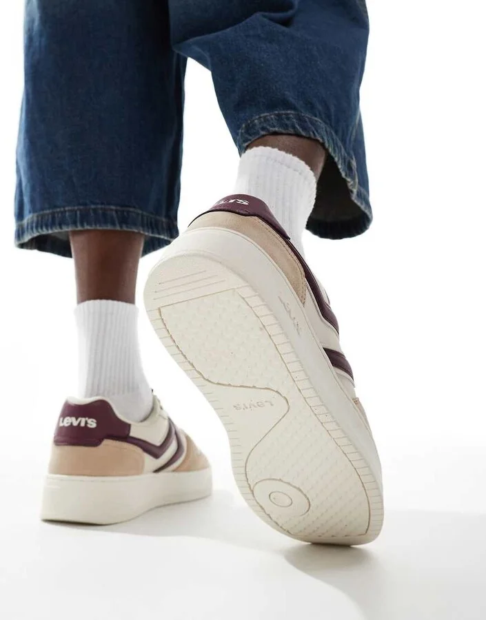 Levi's Glide L chunky sneakers with patch logo in beige and red - Image 3