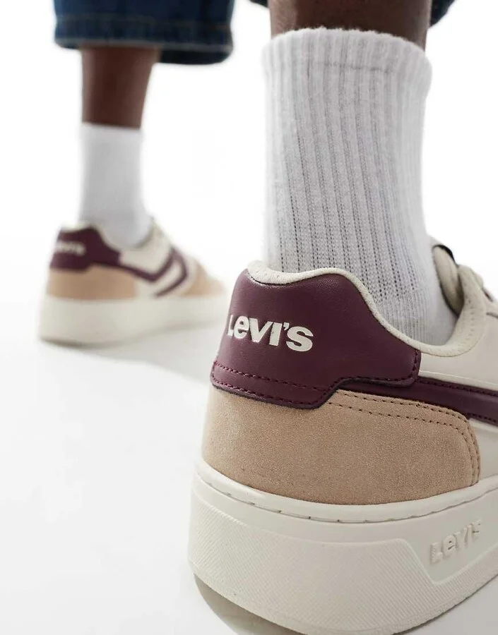 Levi's Glide L chunky sneakers with patch logo in beige and red - Image 4
