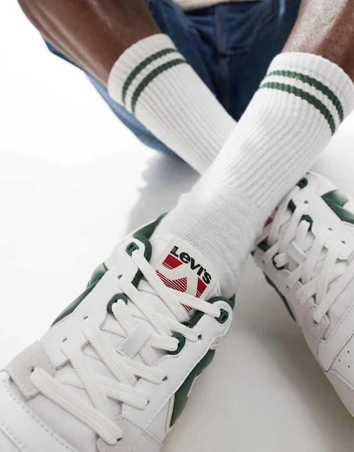 Levi's Glide L chunky sneakers with patch logo in white and green - Image 3
