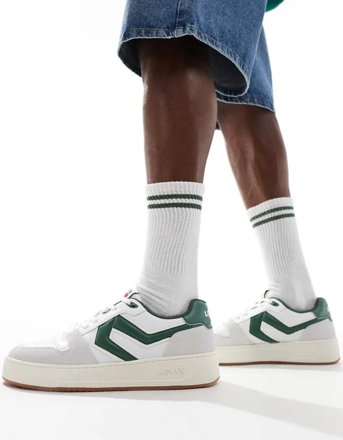 Levi's Glide L chunky sneakers with patch logo in white and green