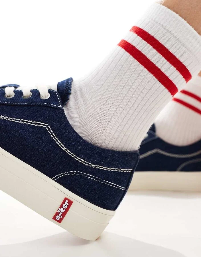 Levi's LS2 denim sneakers with red tab logo in blue - Image 4
