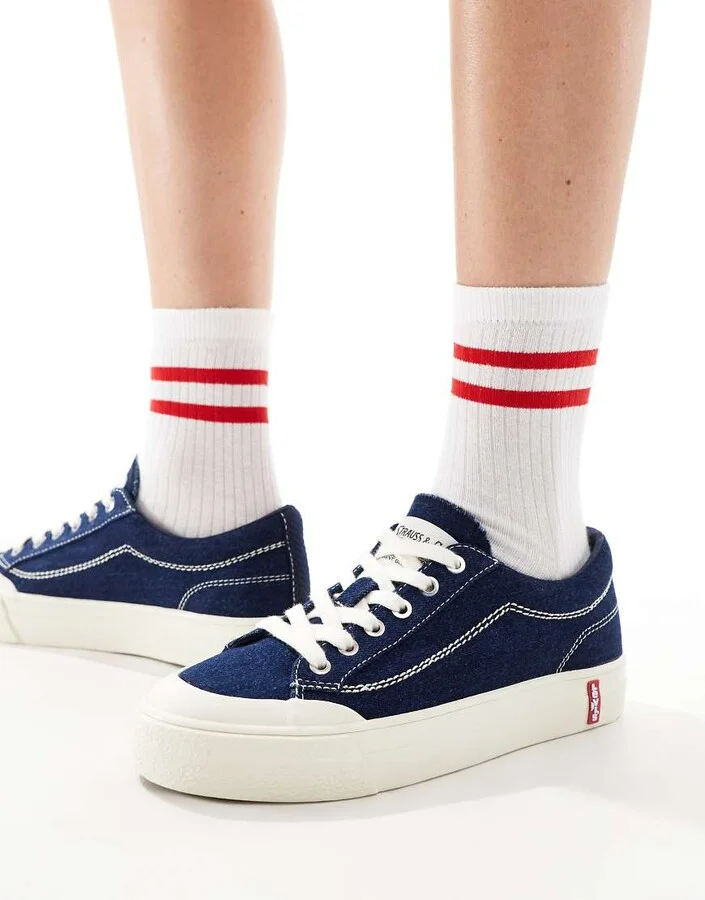 Levi's LS2 denim sneakers with red tab logo in blue