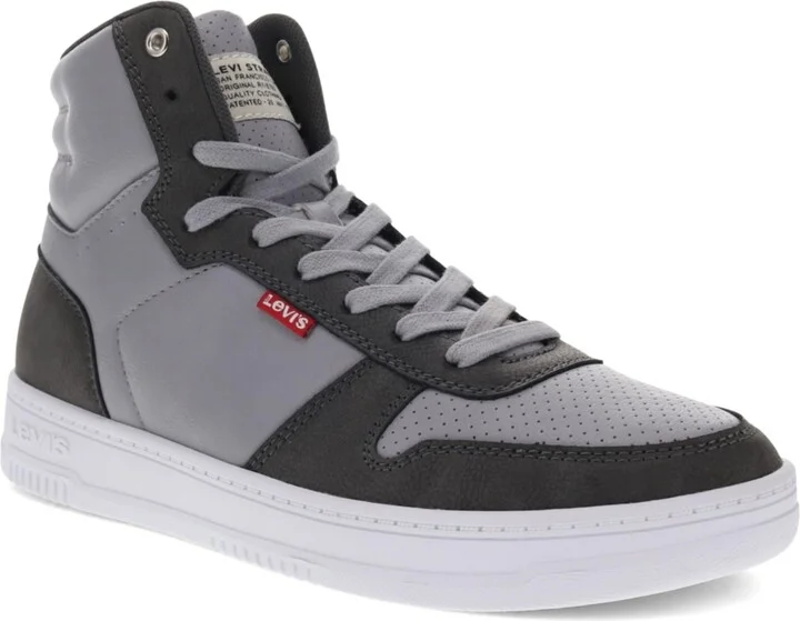 Levi's Men's Drive High Top Faux-Leather Lace-Up Sneakers - Gray, Charcoal