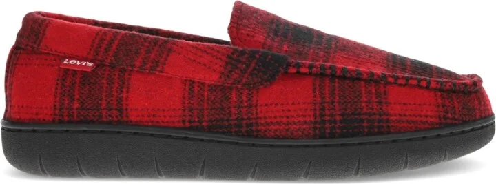 Levi's Men's Fields Buffalo Memory Foam Slippers - Charcoal, Red - Image 2