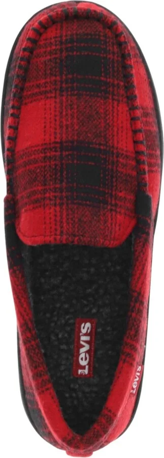 Levi's Men's Fields Buffalo Memory Foam Slippers - Charcoal, Red - Image 4