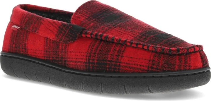 Levi's Men's Fields Buffalo Memory Foam Slippers - Charcoal, Red