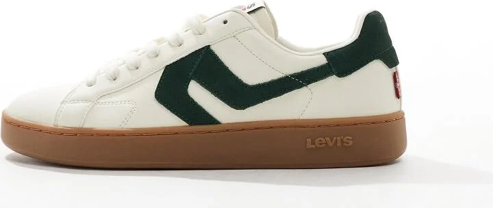 Levi's Swift suede sneakers with gumsole in off white and green - Image 2