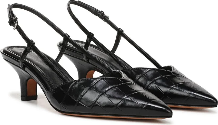 Levvy Slingback Pointed Toe Kitten Heel Pump - Image 8