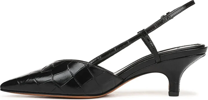 Levvy Slingback Pointed Toe Kitten Heel Pump - Image 9