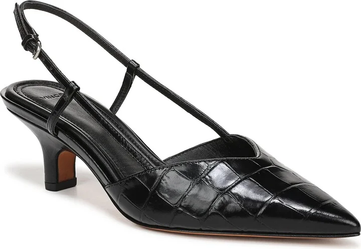 Levvy Slingback Pointed Toe Kitten Heel Pump