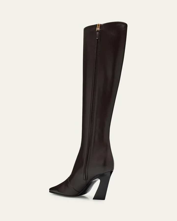 Lewis Calfskin Leather Knee Boots - Image 9