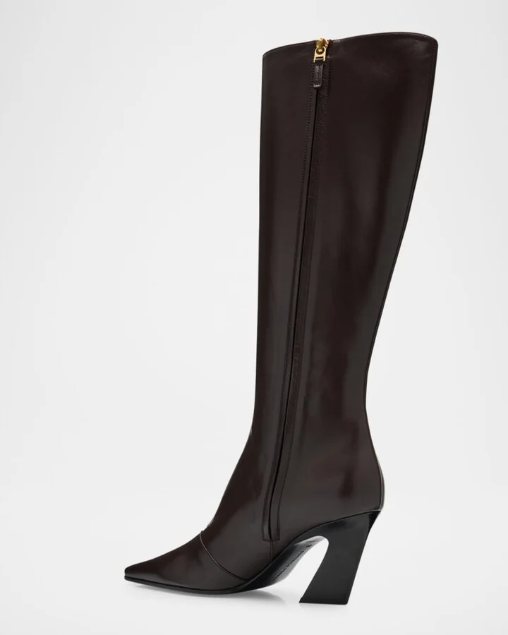 Lewis Calfskin Leather Knee Boots - Image 3