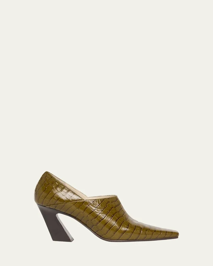Lewis Croco Block-Heel Pumps