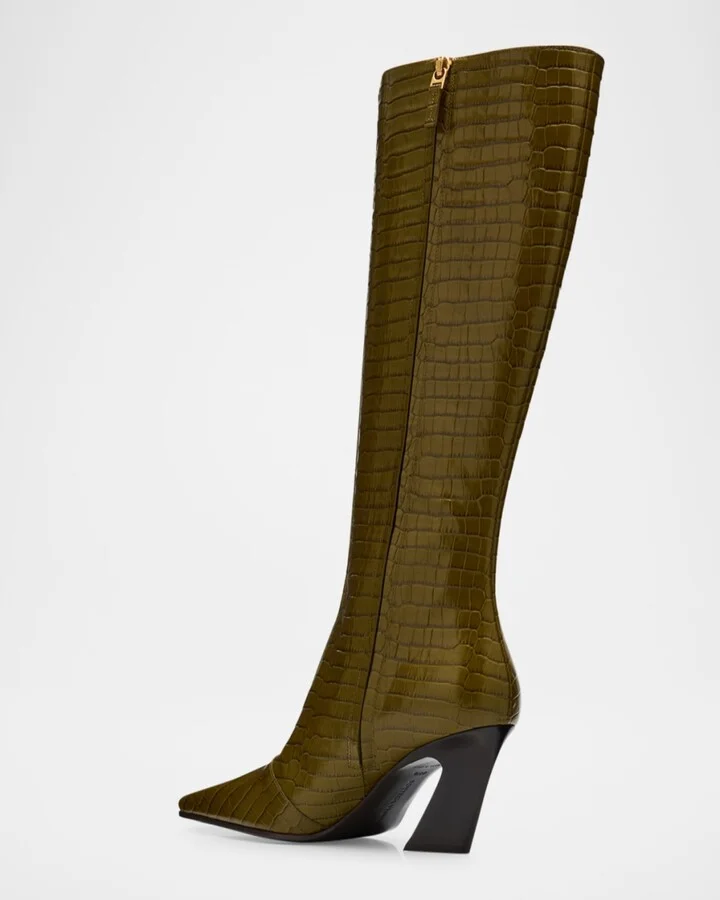Lewis Croco Knee Boots - Image 2