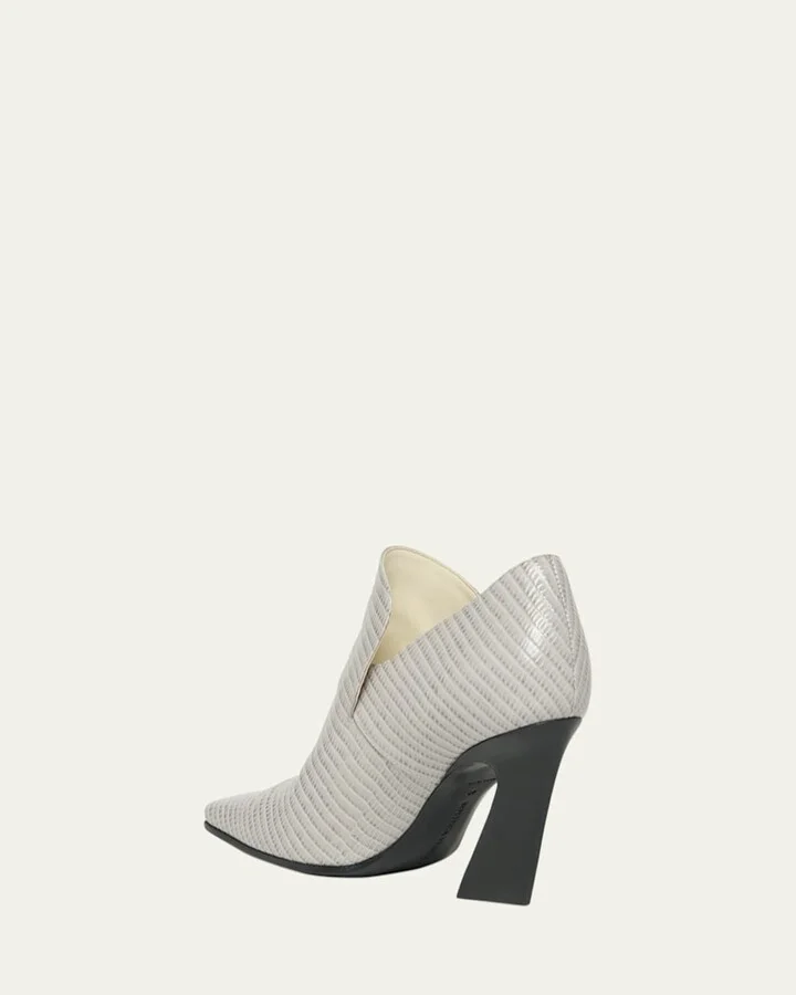 Lewis Lizard-Embossed Loafer Pumps - Image 4