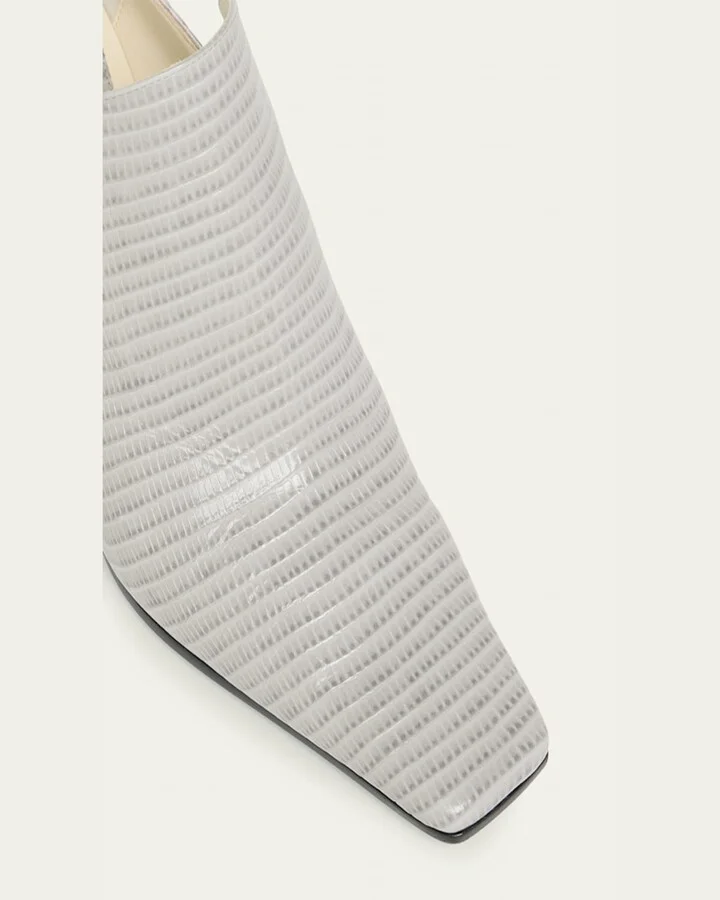 Lewis Lizard-Embossed Loafer Pumps - Image 5