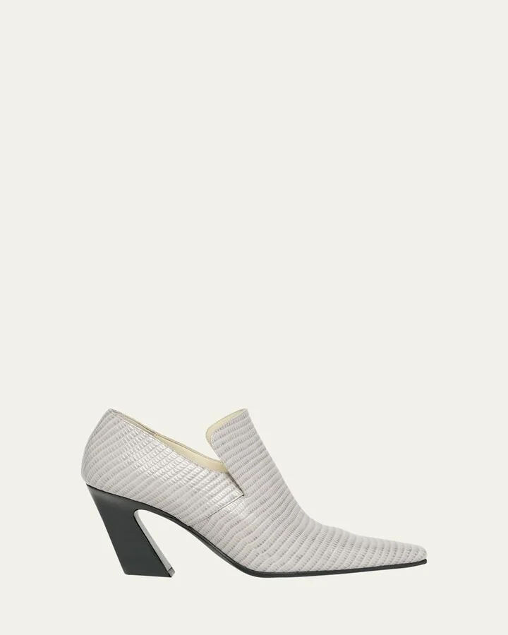 Lewis Lizard-Embossed Loafer Pumps