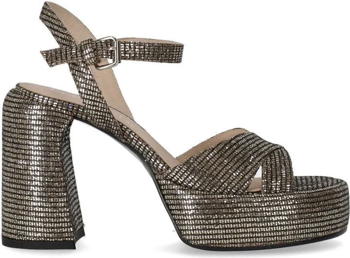 Lexy Black Gold Heeled Sandal