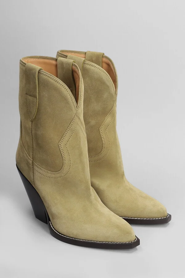 Leyane High Heels Ankle Boots In Beige Suede - Image 2