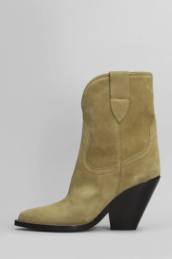Leyane High Heels Ankle Boots In Beige Suede - Image 3
