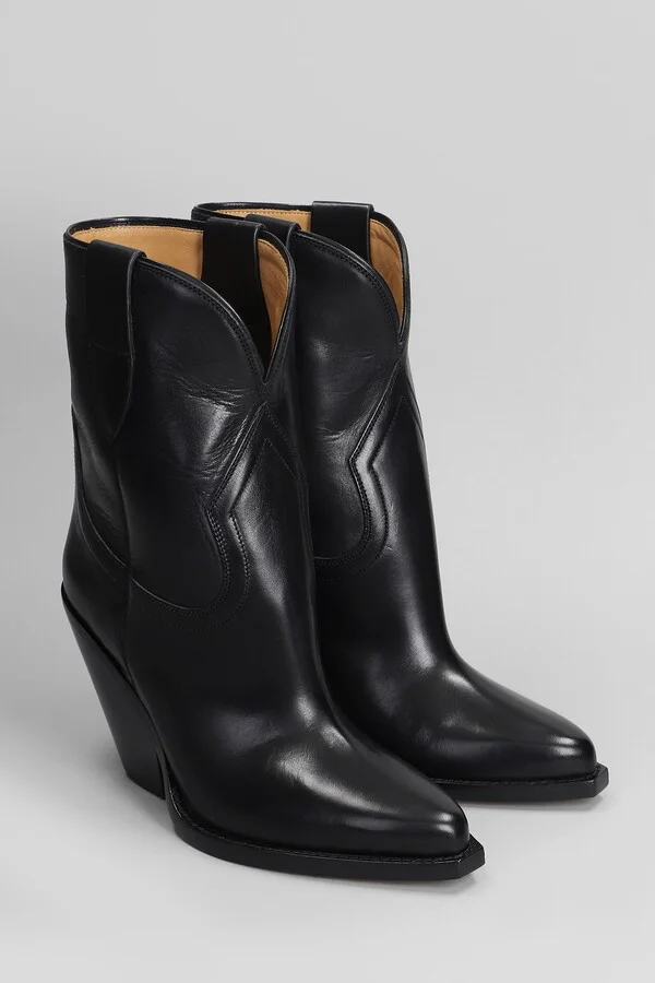 Leyane Texan Ankle Boots In Black Leather - Image 2
