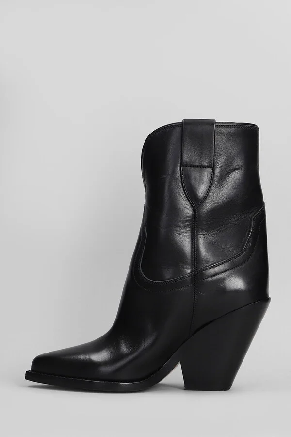 Leyane Texan Ankle Boots In Black Leather - Image 3