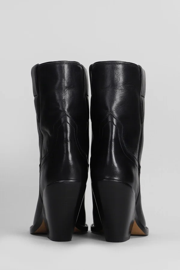 Leyane Texan Ankle Boots In Black Leather - Image 4