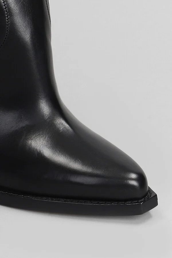 Leyane Texan Ankle Boots In Black Leather - Image 5