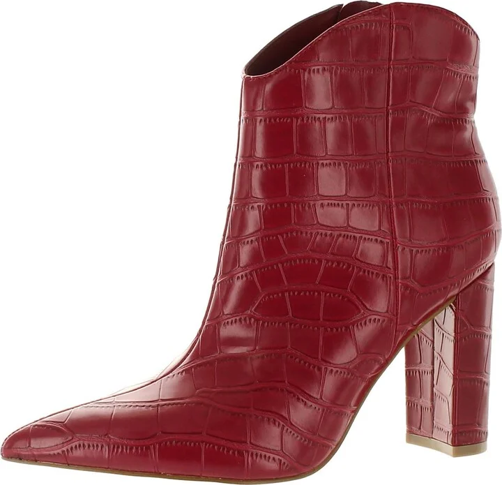 Lezari Womens Faux Leather Pointed Toe Ankle Boots