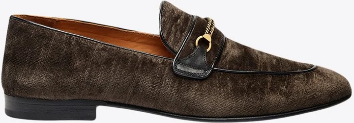 Liam Velvet Chain-Strap Loafers