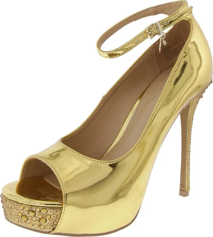 Libbie Womens Patent Rhinestone Pumps