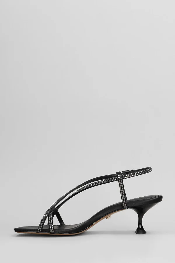 Liberty Heel 55 Sandals In Black Satin - Image 3