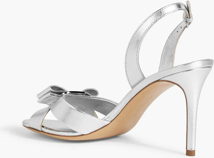 Lida 85 bow-detailed metallic leather sandals - Image 3