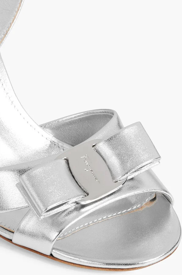 Lida 85 bow-detailed metallic leather sandals - Image 4